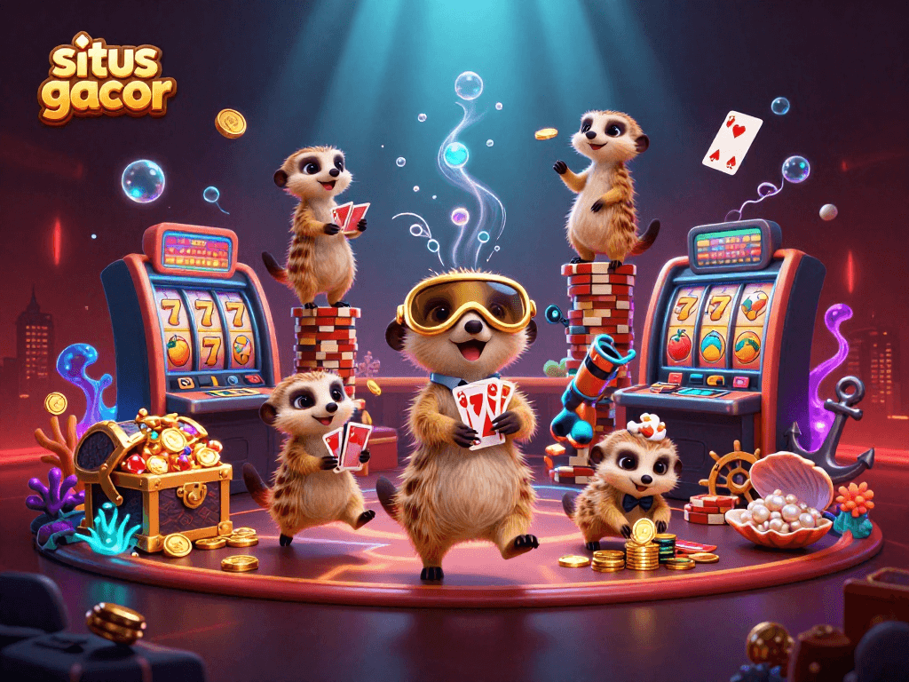Menangkan jackpot di situs gacor saat melihat koloni meerkat bermain kasino dengan bahan cerah dan grafis cantik.