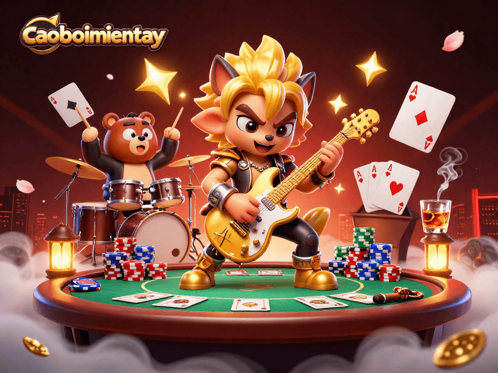 Experience thrilling gameplay in caoboimientay at a lively casino with poker and rock star vibes.