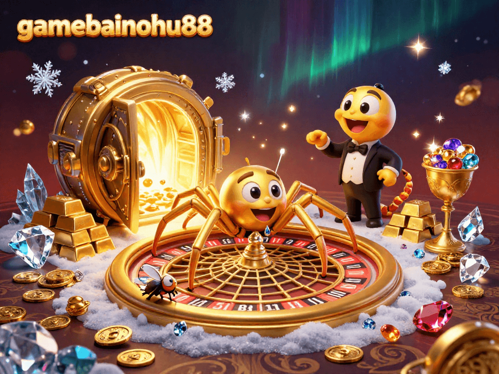Engaging gameplay scene of gamebainohu88 showcasing a golden spider roulette and treasure elements.