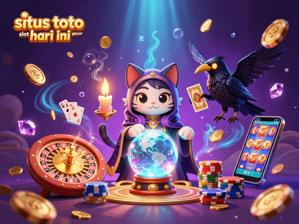 Experience the excitement of situs toto slot gacor hari ini with a vibrant 3D illustration of mystical characters and casino elements.