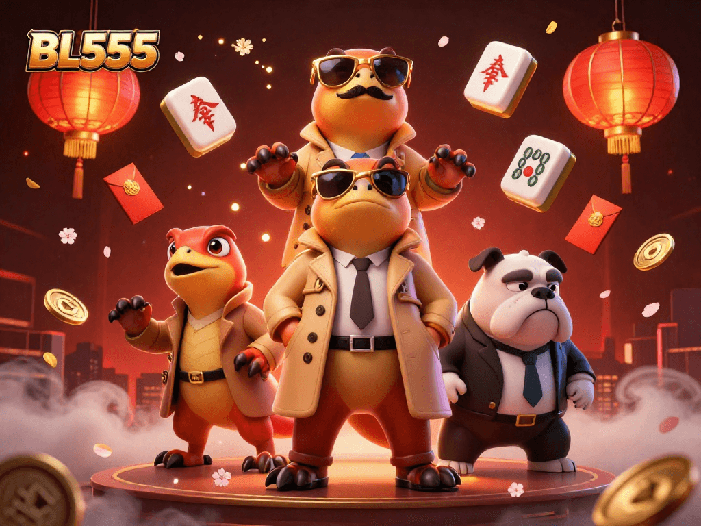 Engage with the exciting world of BL555 as cartoon raptors enter a VIP casino lounge.