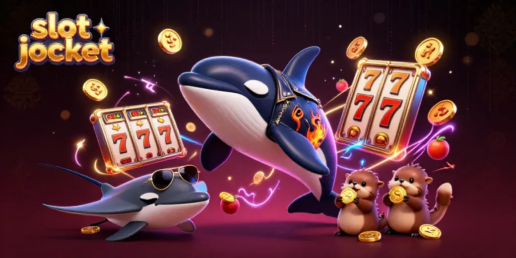 Menangkan slot jackpot dengan orca, stingray, dan berang-berang laut memegang koin emas.