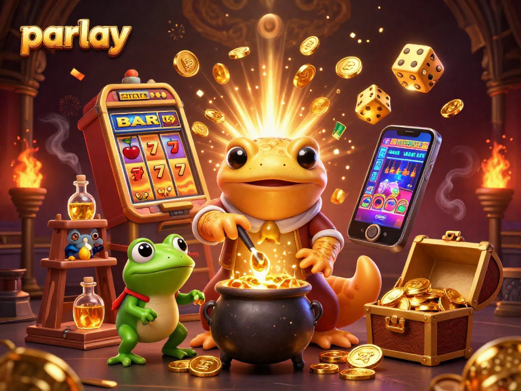 Experience parlay betting excitement with rich casino elements in a magical scene.