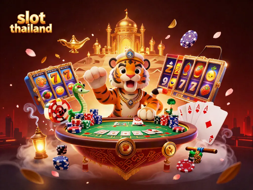 Experience thrilling gameplay with slot thailand-themed elements in a vibrant 3D casino illustration.