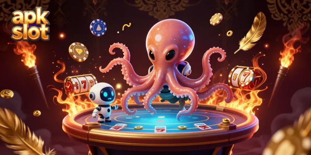 Experience thrilling gameplay with the apk slot featuring an alien octopus and exciting slot elements.