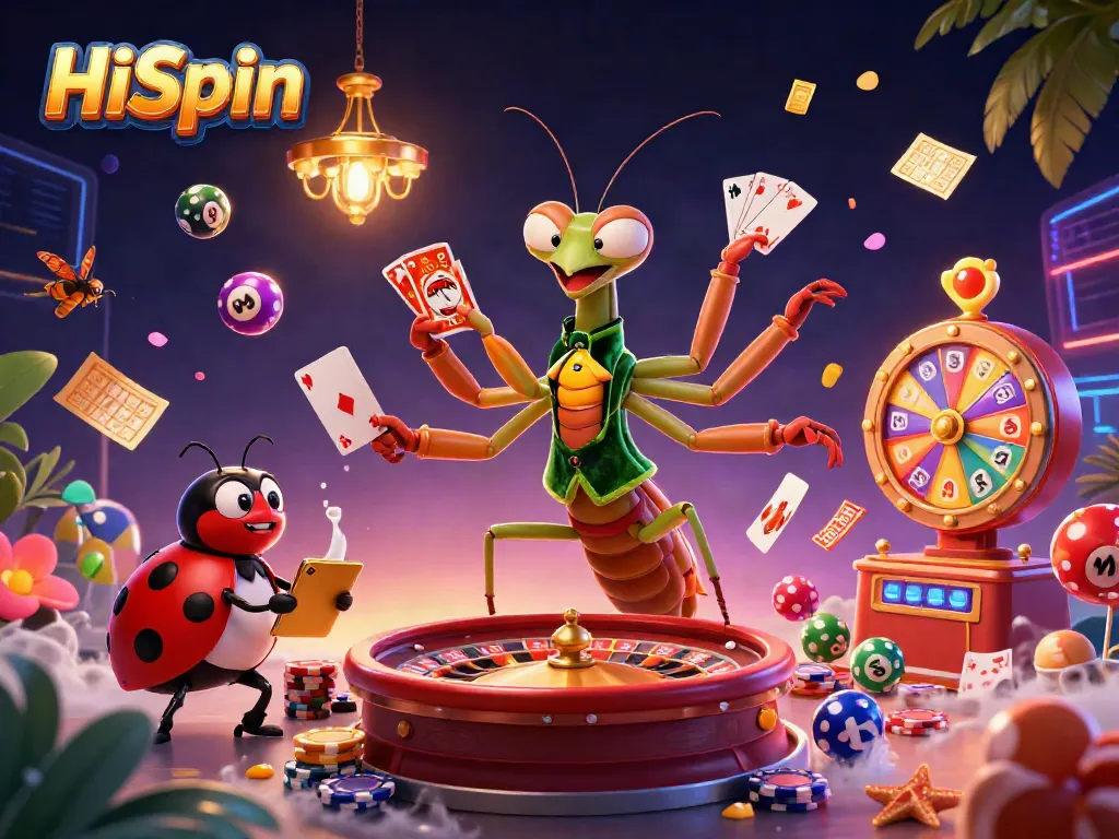 Experience thrilling gameplay at HiSpin Casino with vibrant characters and dynamic casino elements.