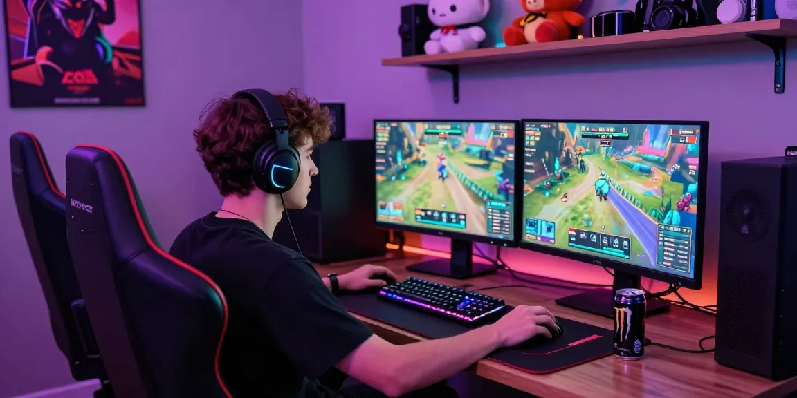 Gamer menggunakan bos88 dalam permainan online dengan suasana energik.