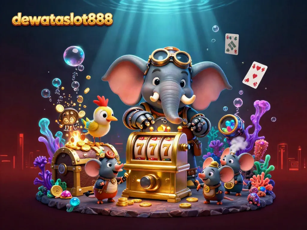 Mainkan slot dengan gaya di dewataslot888, ilustrasi yang menggambarkan pengalaman kasino digital.