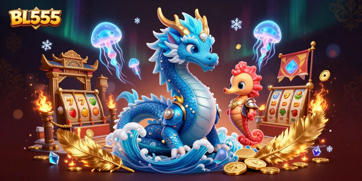 Experience thrilling adventures with BL555 in this vibrant casino illustration featuring magical sea creatures.