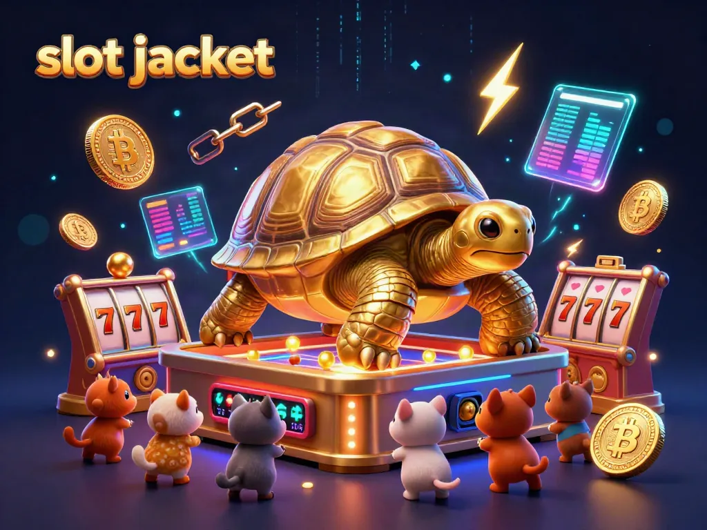 Exciting slot jackpot scene with a golden tortoise pinball machine surrounded by playful animals.