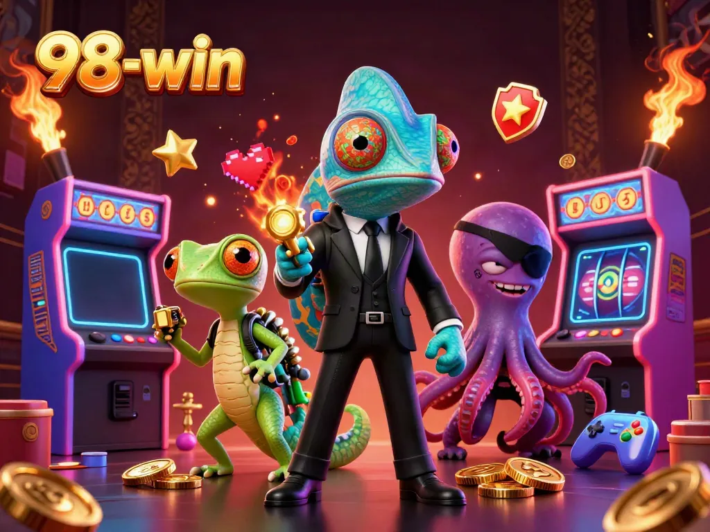 Engage in thrilling gameplay with 98-win's colorful arcade and casino elements.