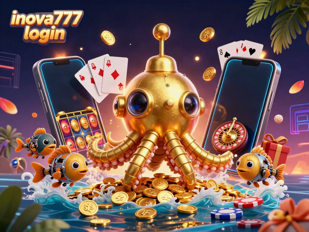 Engage with inova777 login by joining a vibrant scene of golden winnings, featuring exciting slot games and dynamic character interactions.
