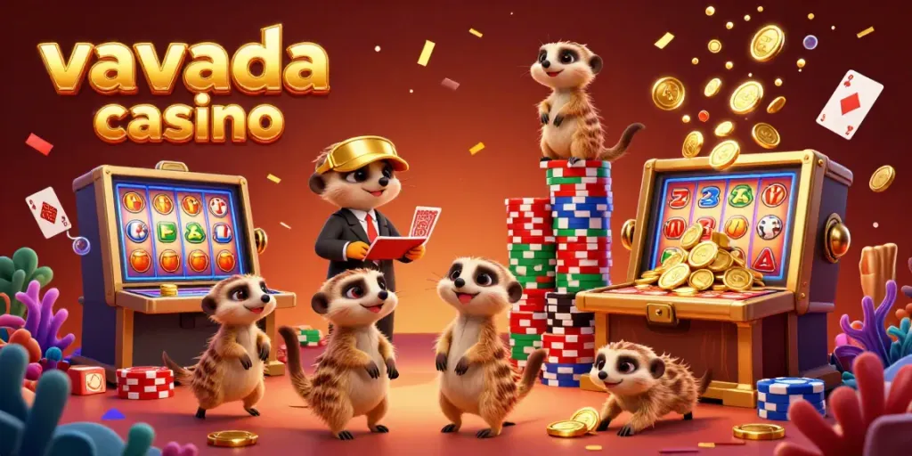 Experience the excitement of Vavada Casino with lively meerkats celebrating jackpot wins in a vivid 3D scene.