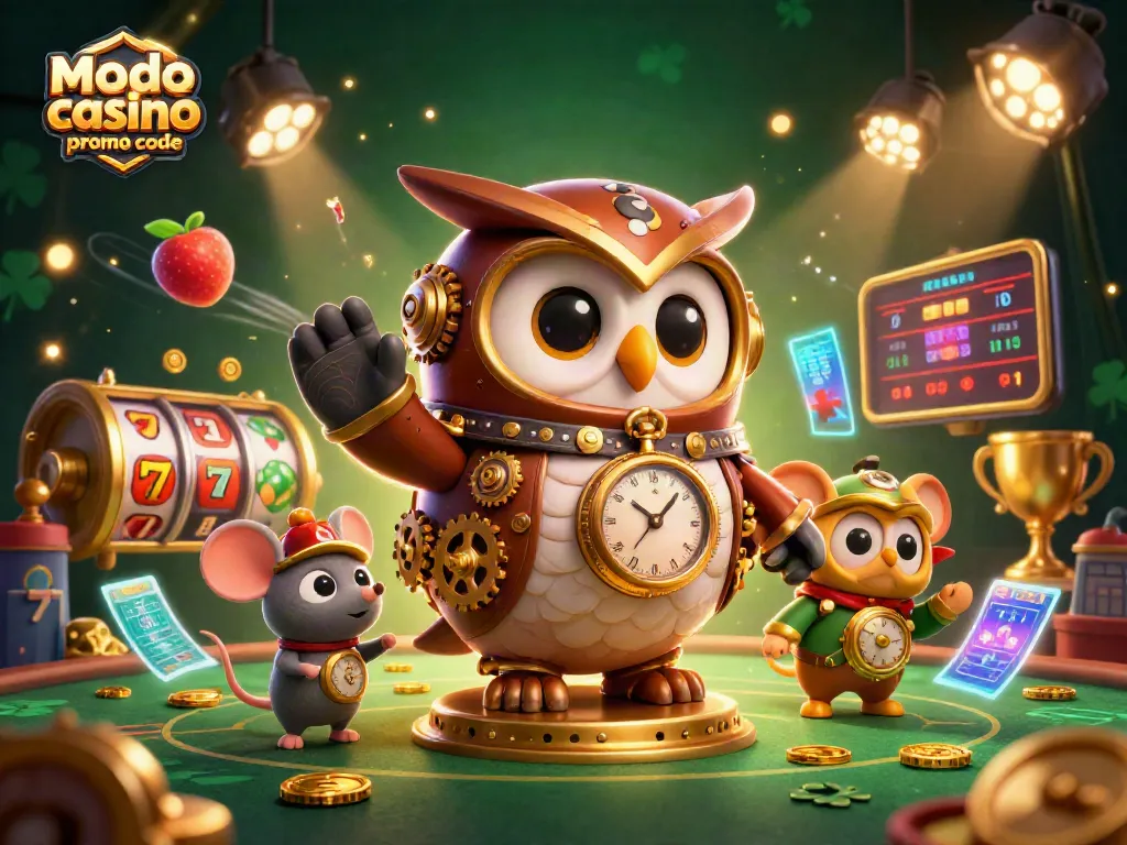 Win with the modo casino promo code and enjoy exciting gameplay at a virtual casino featuring vibrant characters and elements.