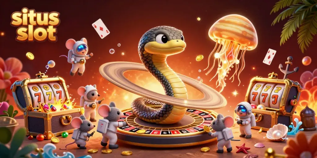 Menyaksikan permainan situs slot yang menarik dengan karakter kartun dan elemen kasino
