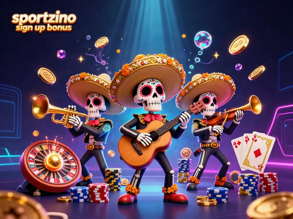 Claim your sportzino sign up bonus while enjoying a vibrant mariachi-themed gaming scene.
