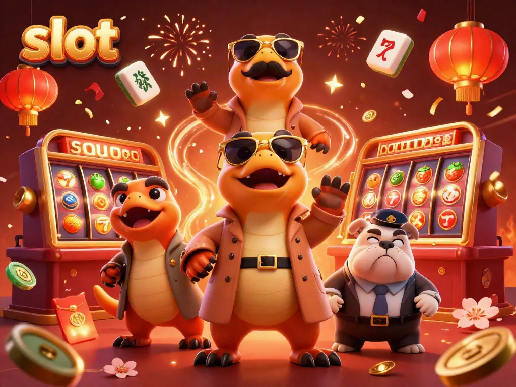 Engaging scene of raptors in a trench coat entering a casino lounge featuring vibrant slot elements.