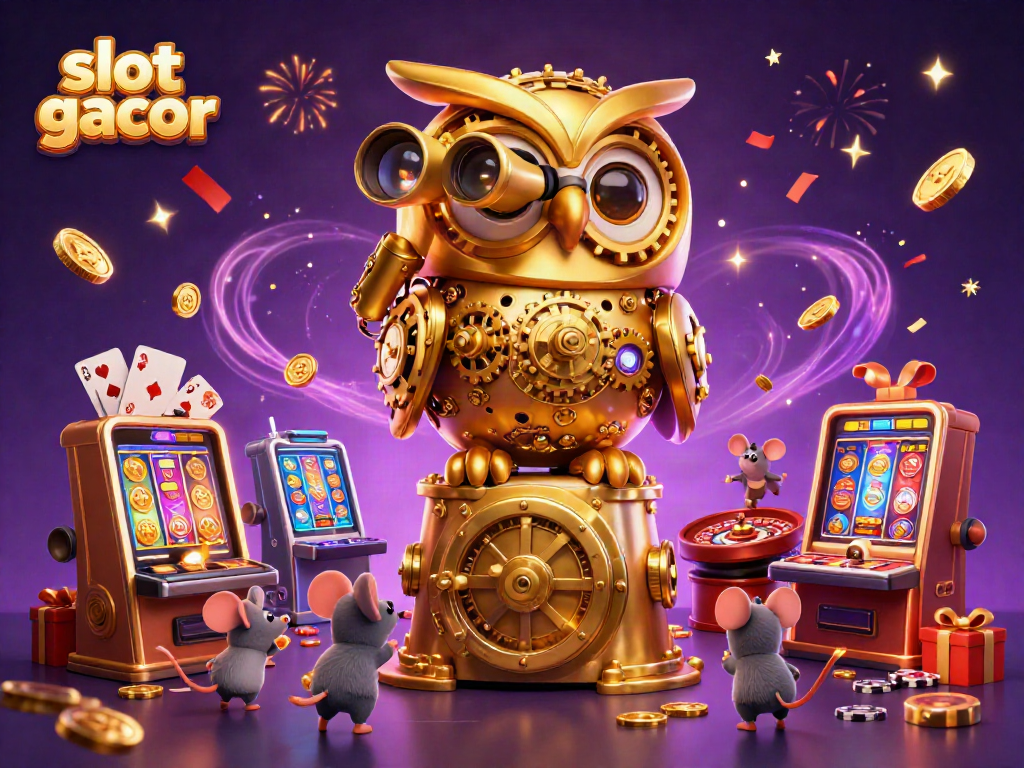 Experience the thrill of slot gacor with golden owl and colorful slot game delights.