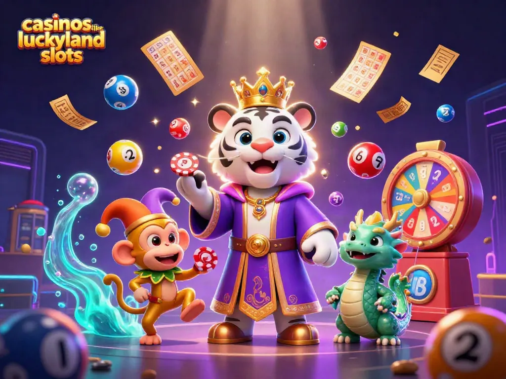 Experience vibrant gameplay at casinos like LuckyLand Slots with dynamic characters and casino elements.