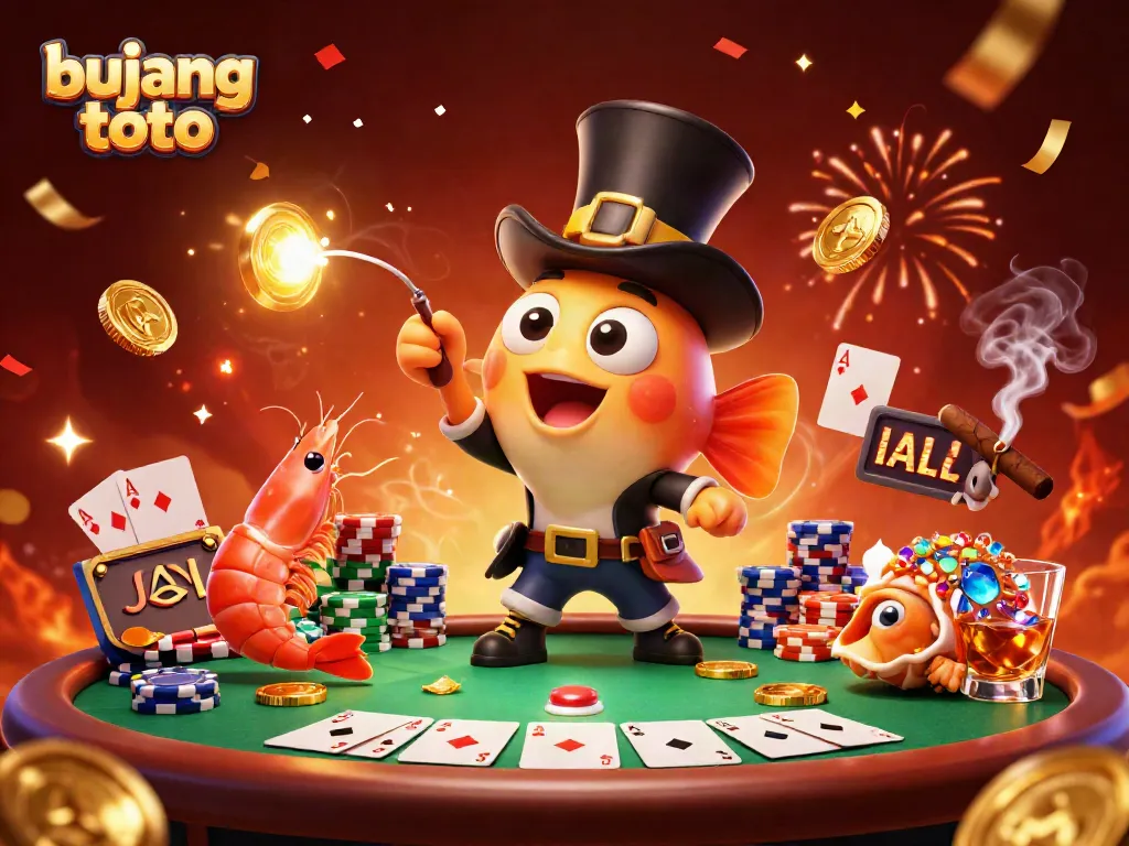 Attract golden coins with bujang toto in a vibrant casino scene featuring animated characters.