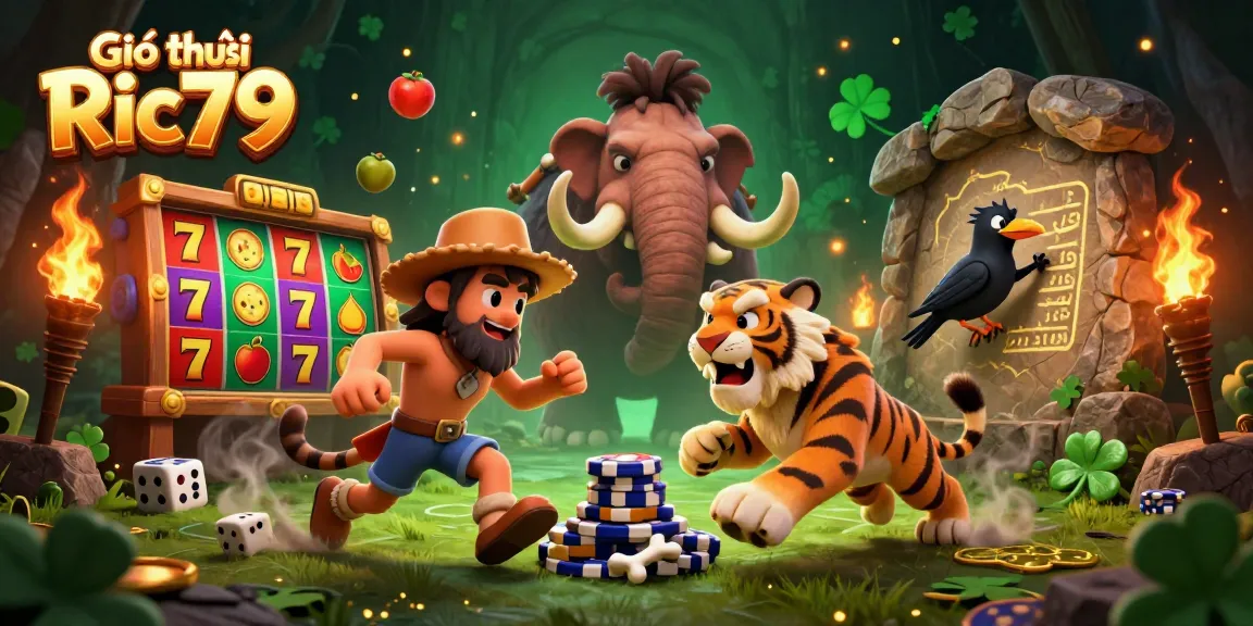Experience the thrill of Giới thiệu Ric79 in a dynamic prehistoric casino scene.
