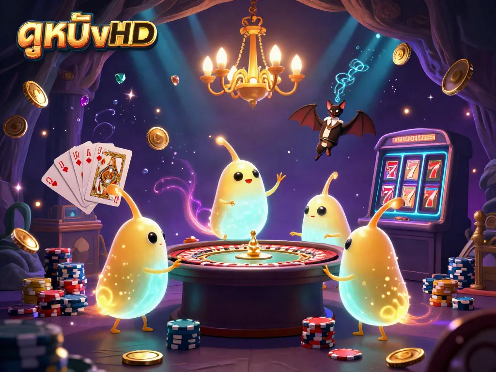 Experience immersive action with ดูหนังHD as glowworms illuminate a vibrant casino scene with dynamic game elements.
