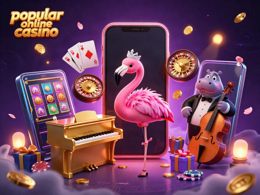 Experience the excitement of a popular online casino with vibrant 3D characters among gaming elements.