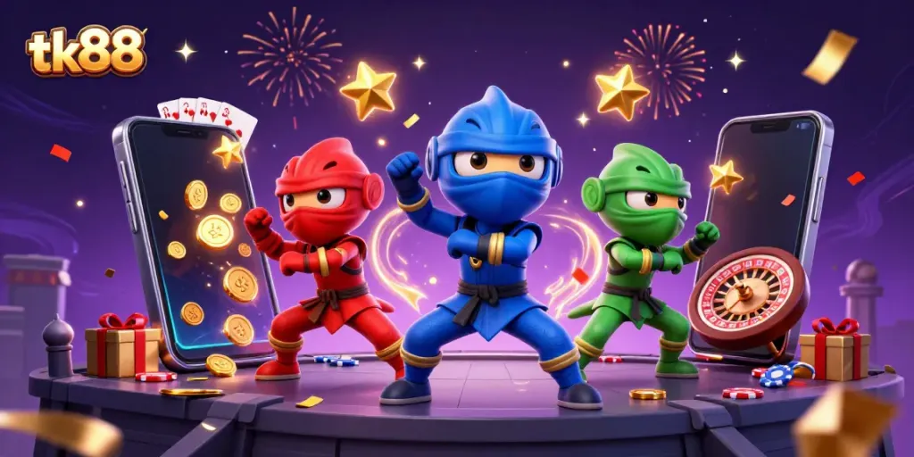 Watch tk88's ninja chameleon team showcases exciting slot game action with vibrant colors and dynamic energy.