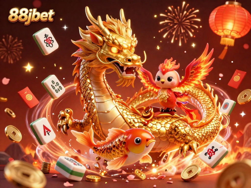 Experience thrilling wins at 88jbet with vibrant 3D casino illustration showcasing celebration and gaming elements.