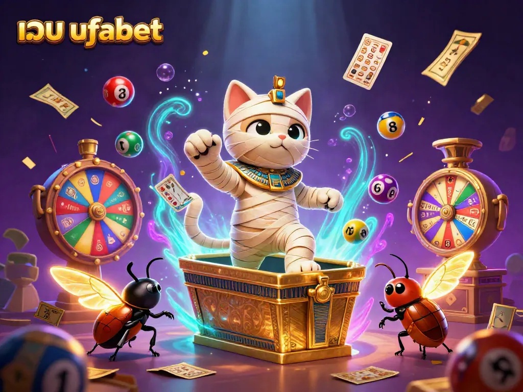 Experience the excitement of เว็บ ufabet with the daring Egyptian mummy cat in a lively casino atmosphere.