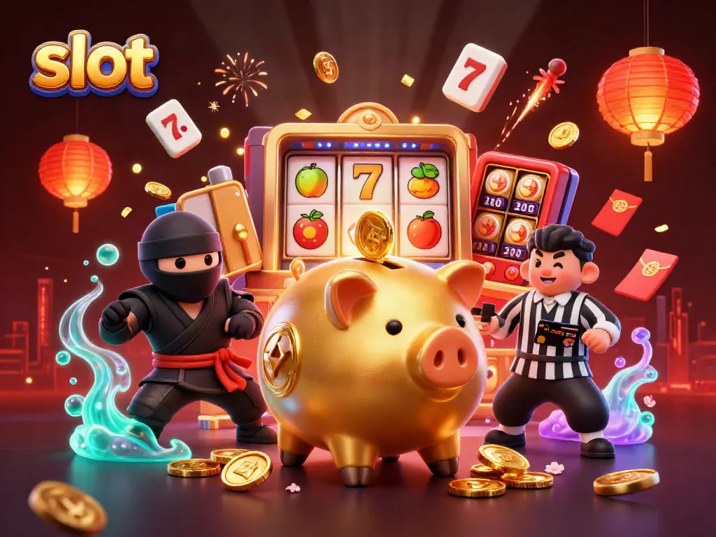 Explore exciting slot gaming action with dynamic characters and vibrant casino elements.