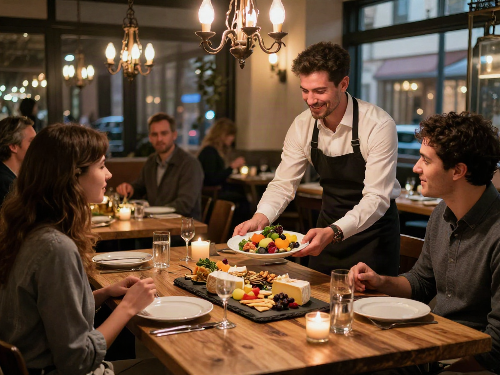 Savoring gourmet cheese platter in a cozy restaurant, exploring situs toto flavors