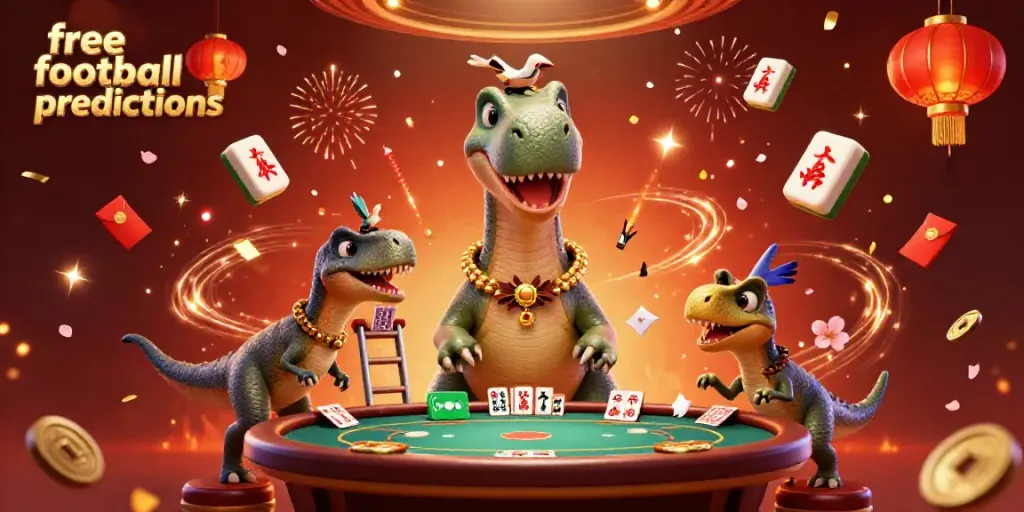 Engage with free football predictions in a whimsical 3D casino scene featuring a giant brontosaurus.