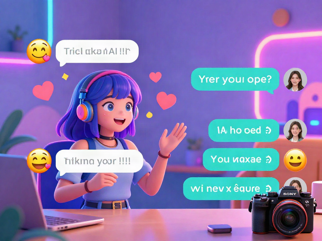 Colorful avatar chatting in a vibrant digital world showcasing hentai ai chat interaction.