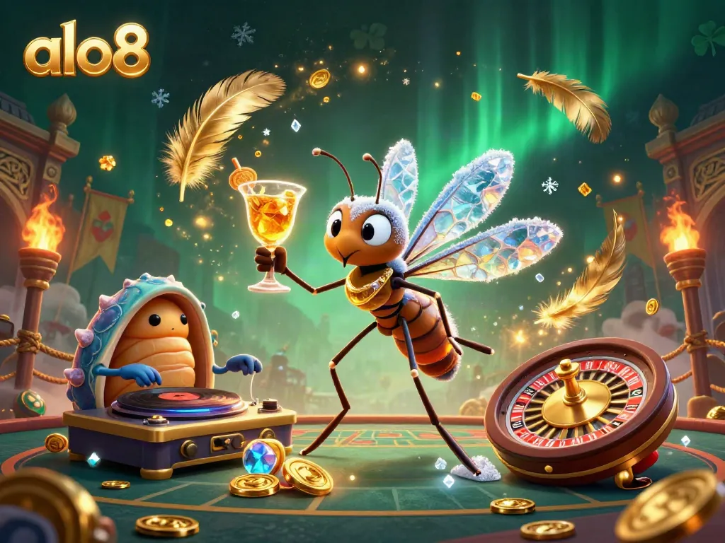 Win big with alo8 in a vibrant online casino scene featuring unique characters and dynamic elements.