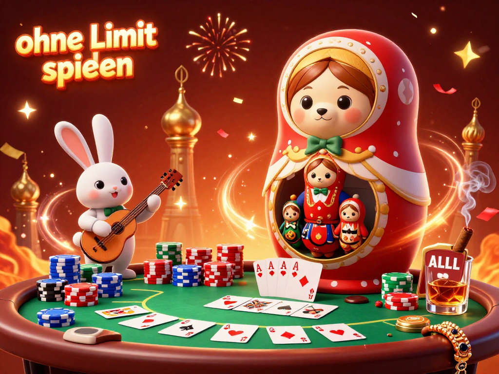 Experience the fun of ohne Limit spielen in this vibrant illustration of casino characters and elements.