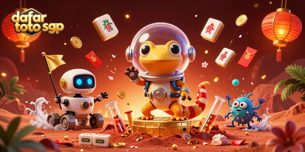 Engage with daftar toto sgp excitement through a vibrant 3D casino illustration set in space.