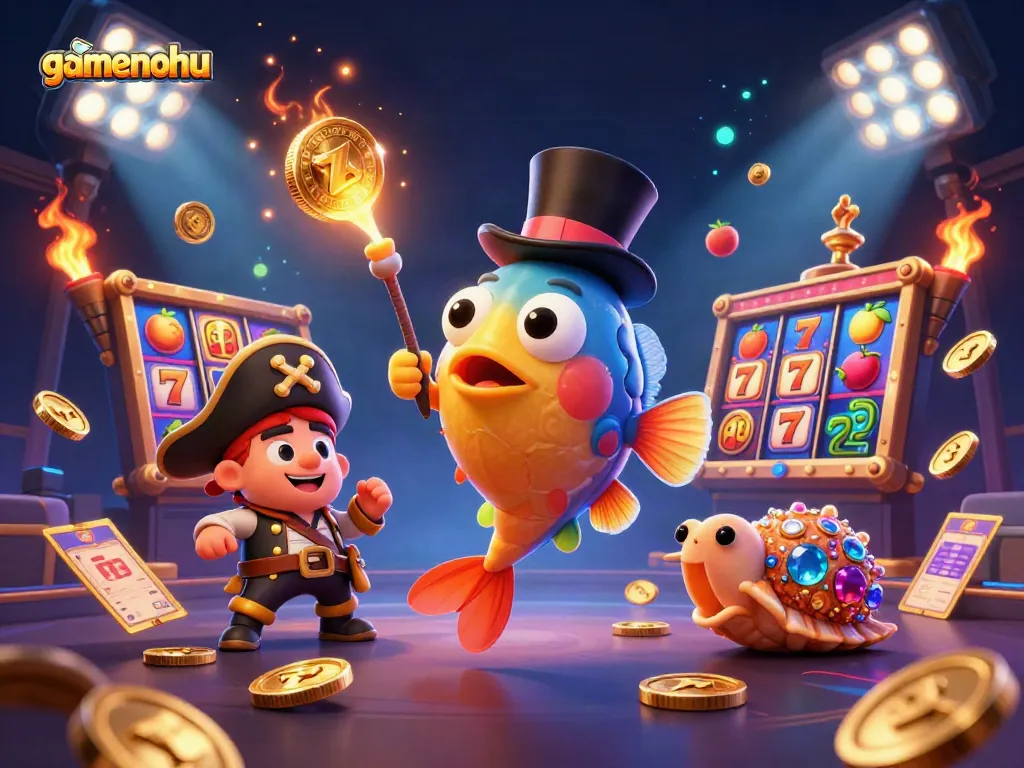Engage with gamenohu's thrilling slots experience featuring dynamic 3D characters and rich casino elements.