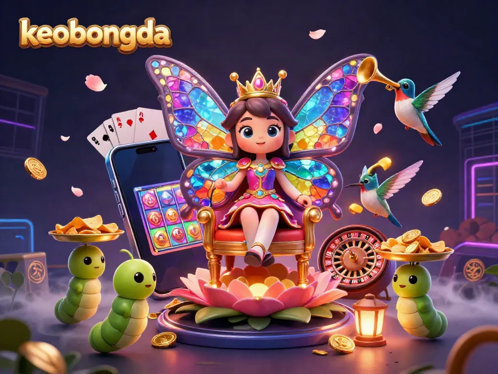 Experience keobongda in a vibrant 3D scene with colorful characters and vibrant slot gaming elements.