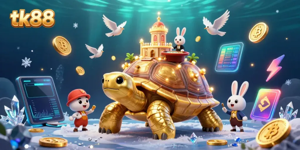 Engage in thrilling gameplay at tk88 with vibrant casino elements and golden coins.