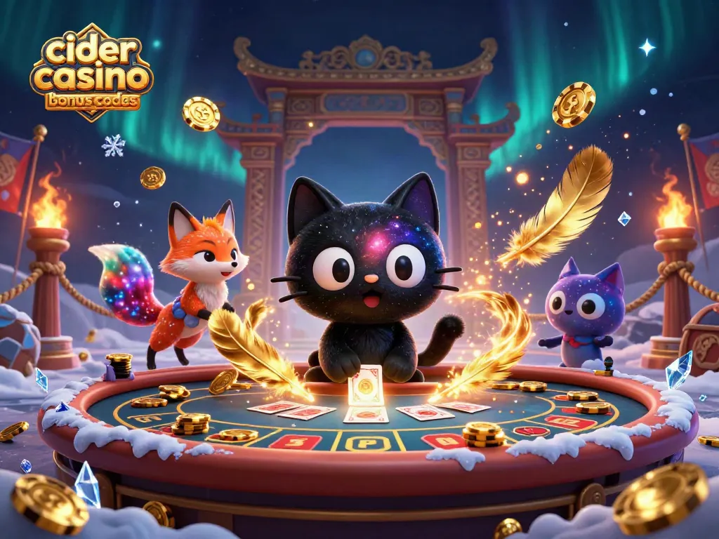 Cider casino bonus codes come to life in a vibrant 3D scene with cosmic characters and exciting casino elements