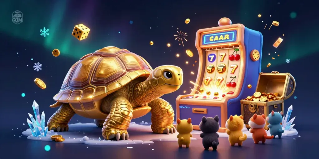 Experience the excitement of CM88 COM with a vibrant casino scene featuring a golden tortoise and jackpots.