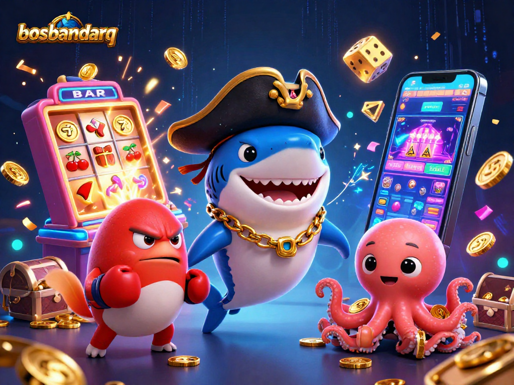 Spin and win at bosbandarq with vibrant slot machines and fun casino characters!