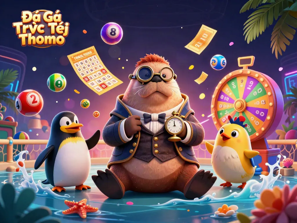 Engage in Đá Gà Trực Tiếp Thomo with a colorful underwater cockfighting scene featuring dynamic characters.