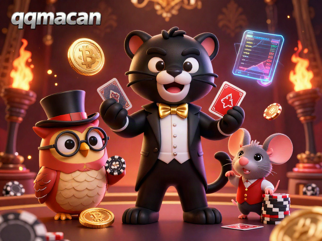 Experience thrilling wins at qqmacan while the black panther deals cards surrounded by dynamic casino elements.