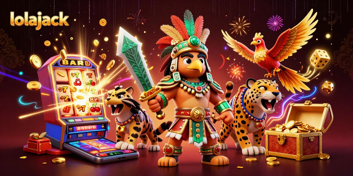 Experience the excitement of lolajack with a dynamic 3D casino scene bursting with action and vibrant elements.