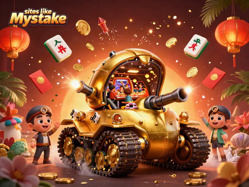 Players explore sites like MyStake in a vibrant and immersive casino-themed art.