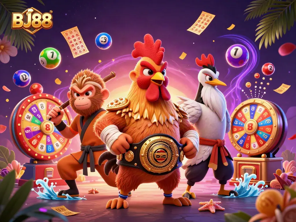 Bettors experience the thrill of BJ88 with vibrant lottery elements and dynamic characters.