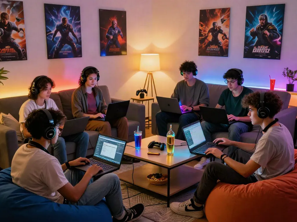 Group of friends enjoying qqmacan gaming in a cozy living room